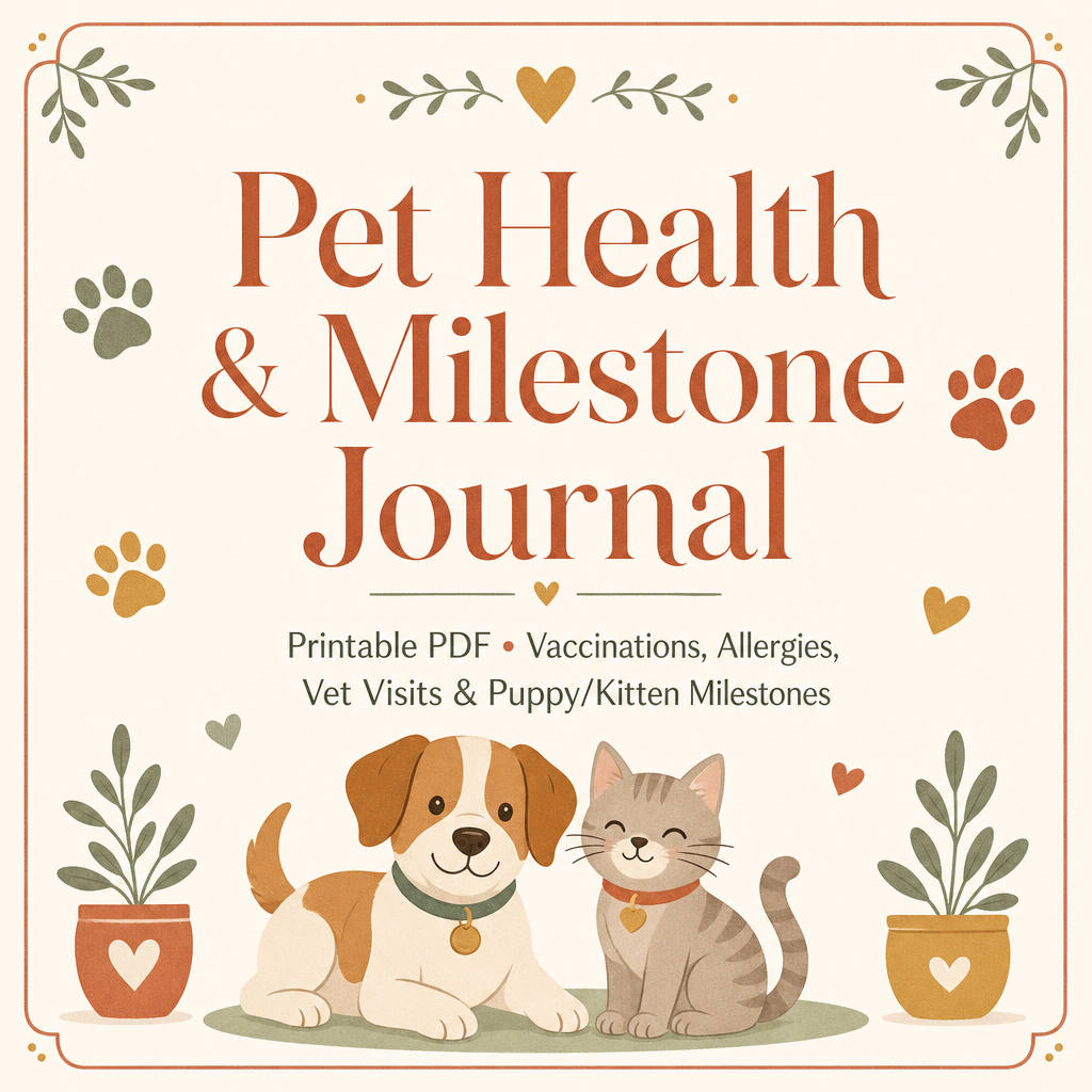 Pet Health and Milestone Journal (printable)